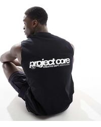 Jack & Jones - Canotta Oversize Nera Con Stampa Sul Retro - Lyst