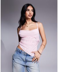 ASOS - Floaty Sheer Mesh Cowl Front Cami Top - Lyst
