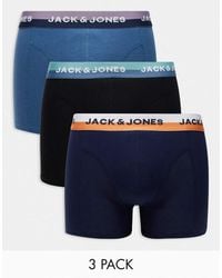 Jack & Jones - Pack De 3 Calzoncillos De Varios Tonos De Azul Con Logo En La Cinturilla De - Lyst