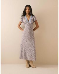Nobody's Child - Ditsy Floral Lace Trim Kacey Midi Dress - Lyst