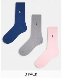 Polo Ralph Lauren - 3 Pack Mercerized Cotton Socks With Logo - Lyst