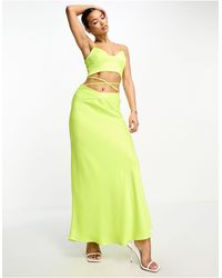 Something New - Satin Tie Detail Maxi Skirt Co-ord - Lyst