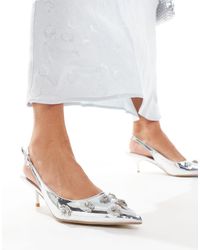 Public Desire - Kyle - chaussures pointues à petit talon et bride arrière avec ornements fleuris en relief - Lyst