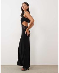 ASOS - Halter Maxi Dress With Lace Detail And Cut Outs - Lyst