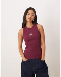 Calvin Klein - Slim Fit Monogram Logo Ribbed Tank Top - Lyst