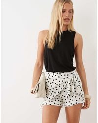 River Island - Polkadot Tie Front Detail Skort - Lyst