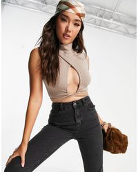 Missguided Wrap Top With Tie Detail - Multicolour