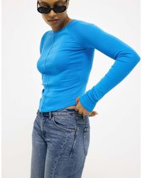 NA-KD - Long Sleeve Rounded Hem Jersey Top - Lyst