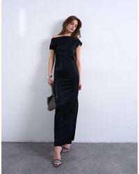 TOPSHOP - Iridescent Off Shoulder Maxi Dress - Lyst
