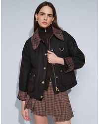 Barbour - Icons Spey Wax Jacket With Contrast Tartan Check Collar - Lyst