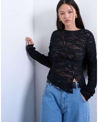 TOPSHOP - Kanten Asymmetrische Top - Lyst