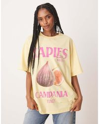 ASOS - Camiseta Amarilla Extragrande Con Estampado Gráfico De Higo Y Texto "Naples" De - Lyst