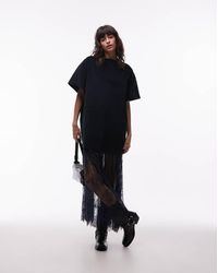 ASOS - Cord T-shirt Hybrid Maxi Dress With Lace Skirt - Lyst
