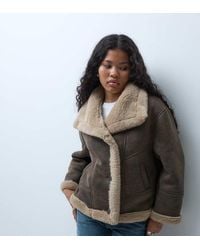 ASOS - Asos Design Petite Giacca Shearling Con Collo A Cascata, Foderata - Lyst