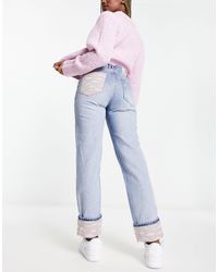 ONLY - – robyn – jeans mit geradem bein und wolkenmuster aus mittelem denim - Lyst