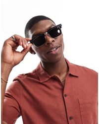 ASOS - Gafas De Sol Plateadas Y Negras De Estilo Retro Con Lentes Negras Ahumadas De - Lyst