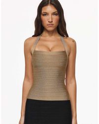 House Of Cb - The Silhouette Shimmer Halter Neck Bandage Top - Lyst