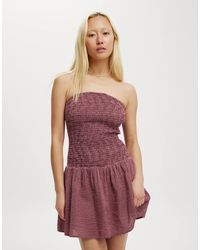 Cotton On - Shirred Tube Mini Dress - Lyst