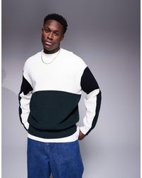ARMANI EXCHANGE - Pull en maille effet color block - /bleu marine - Lyst