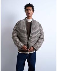 TOPMAN - Oversized Geruit Pufferjack - Lyst