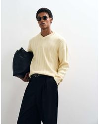 ASOS - Relaxed Knitted V Neck Jumper - Lyst