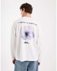 ASOS - Long Sleeve Oversized T-shirt With Blurred Flower Graphic - Lyst