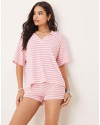 ASOS - Mini-short d'ensemble rayé en maille - et blanc - Lyst