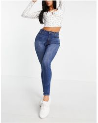 ASOS High Rise 'lift And Contour' Skinny Jeans - Blue