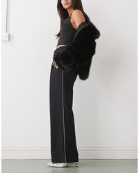 Reclaimed Vintage - Wide Leg Tailored Pants With Diamante Side Detail - Lyst