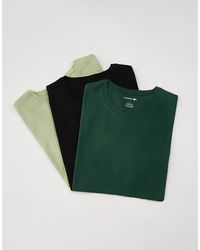 Lacoste - Confezione Da 3 T-Shirt Da Casa Nero, Verde E Verde Chiaro - Lyst