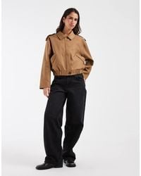ASOS - Top Collar Faux Suede Bomber Jacket - Lyst