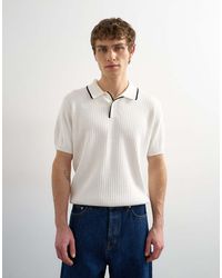 TOPMAN - Classic Fit Knitted Rib Polo With Tipping - Lyst