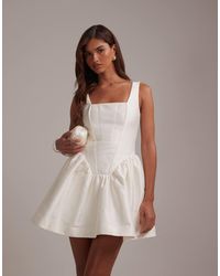 ASOS - Square Neck Structured Full Skirt Mini Wedding Dress - Lyst