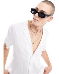 ASOS - Chunky Built Up Angled Rectangle Square Sunglasses - Lyst