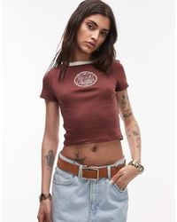 TOPSHOP - Embroidered reggio Calabria Ringer Baby Tee - Lyst