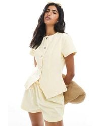 ASOS - Denim Top Met Knoopsluiting En Korte Mouwen - Lyst