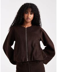4th & Reckless - Wool Feel Balloon Sleeve Collarless Bomber Jacket Co-ord - Lyst