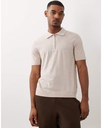 SELECTED - Gebreide Polo Van 100% Wol Met Korte Rits - Lyst