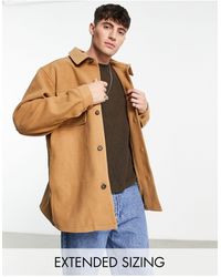 ASOS - Camicia giacca oversize effetto lana color cammello - Lyst