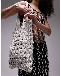 TOPSHOP - Jay Multi Beaded Crochet Shopper Bag - Lyst