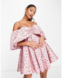 ASOS - Off Shoulder Drape Sleeve Textured Mini Dress - Lyst
