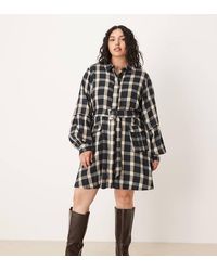 ASOS - Asos Design Curve Shirt Mini Dress With Belt - Lyst
