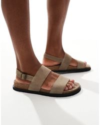 schuh - Sol - sandales en daim avec deux brides et semelle intérieure moulée - taupe - Lyst