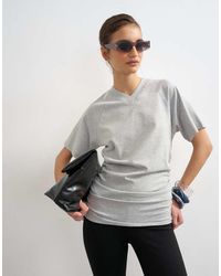 TOPSHOP - Micro V-neck Ruched Side Tee - Lyst