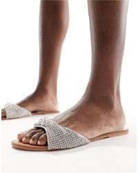 SIMMI - Simmi London Kenya Embellished Strap Flat Sandal - Lyst