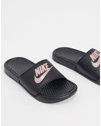 black on black nike slides