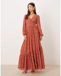 Lovedrobe - Floral Burnout Asymmetric Split Hem Tie Back Maxi Dress - Lyst