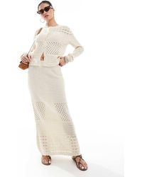 Vero Moda - Gonna Lunga Color Crema All'Uncinetto - Lyst