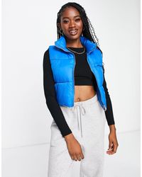 Pull&Bear - Cropped Padded Nylon Gilet With Zip Detail - Lyst