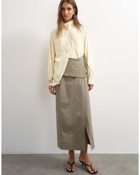 TOPSHOP - Twill Wrap Tie Detail Maxi Skirt - Lyst